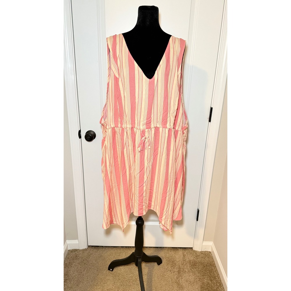 NWT Torrid Pink Cream Striped Sleeveless Challis Babydoll Top Sharkbite Hem 6X